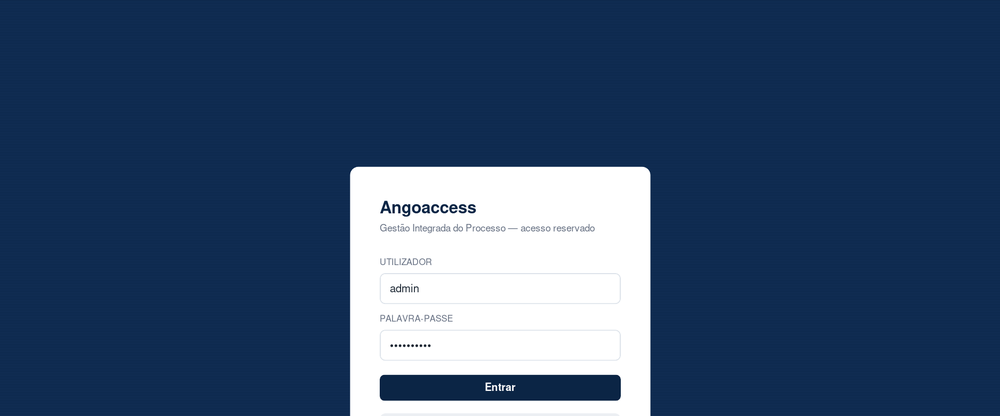 Ecrã de acesso ao AngoAccess